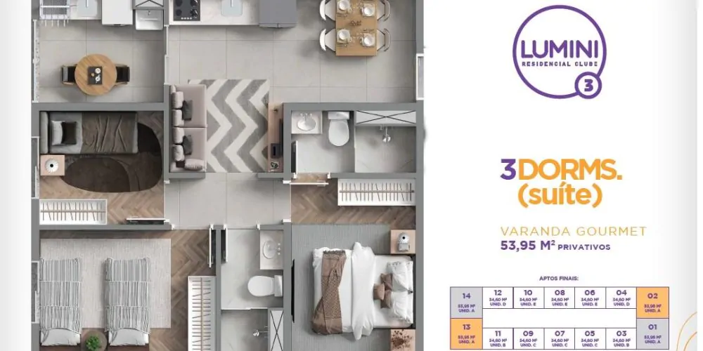 imagem planta de 53m²